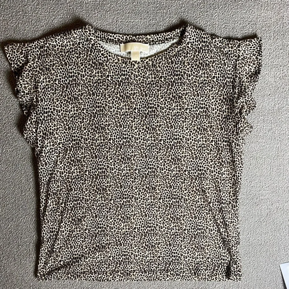 Michael Kors Leopard Print Ruffle Sleeve Blouse- Business Casual Office